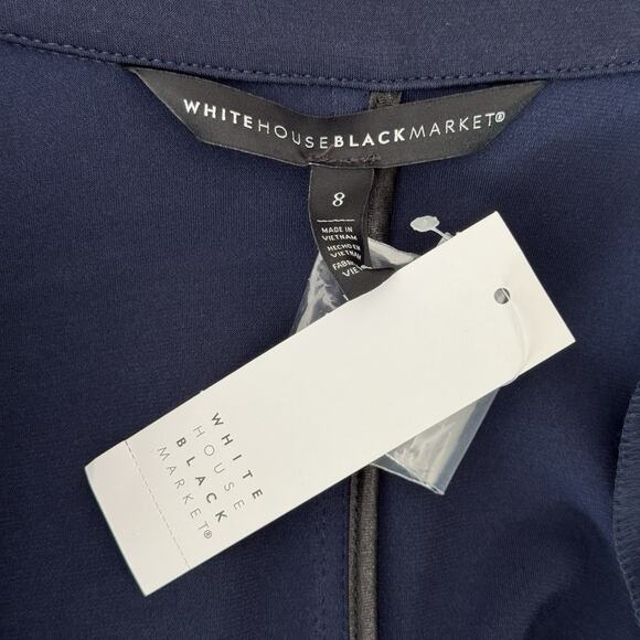 NWT White House Black Market The Essential Blazer Size 8 Navy Shoulder Pads - Picture 14 of 16